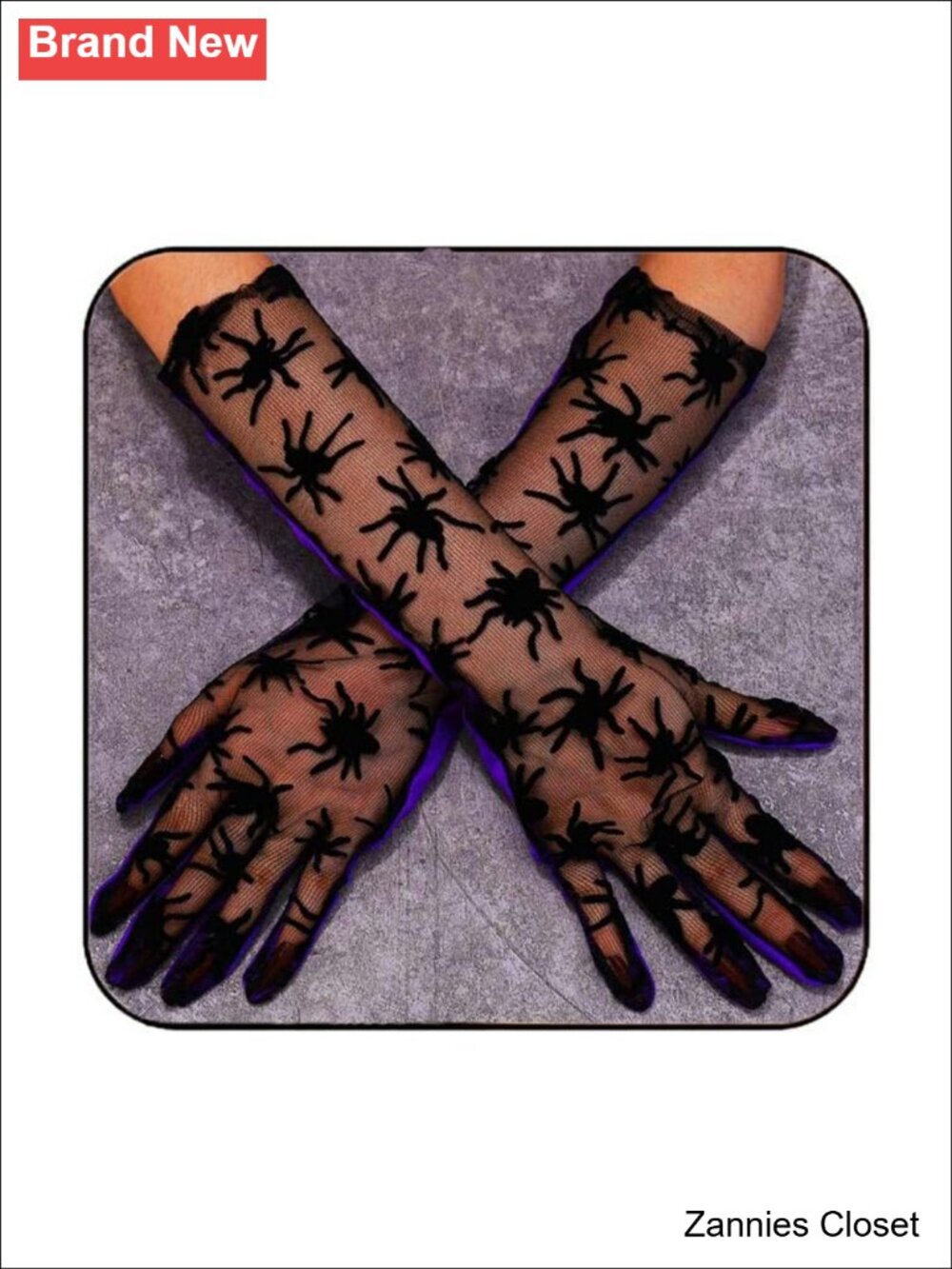 👻 Spider Web Long Finger Tulle Gloves Elbow Length Halloween Cosplay Costume